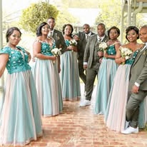 Yanga and his bride: the bridal party